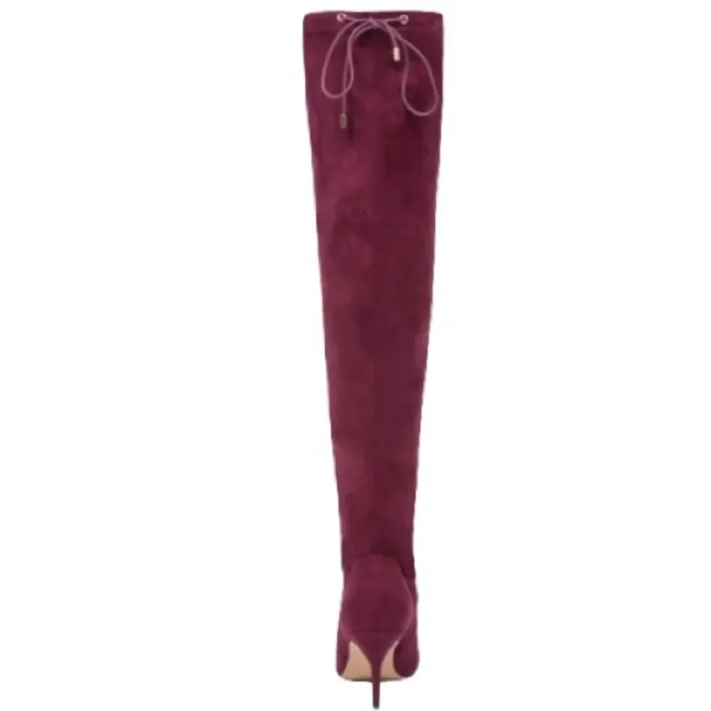 Eloquii Over the Knee Boots Burgandy Faux Suede Sz 7W